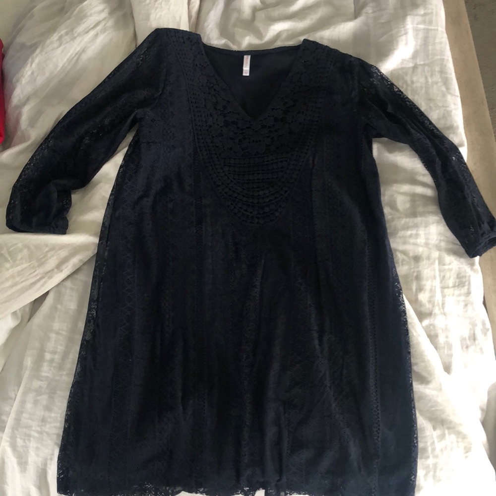 Navy Lace Detail Dress